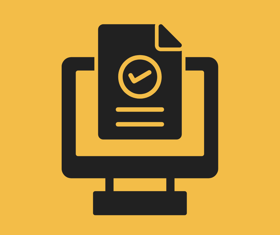  illustration of computer screen with checkmark on paper